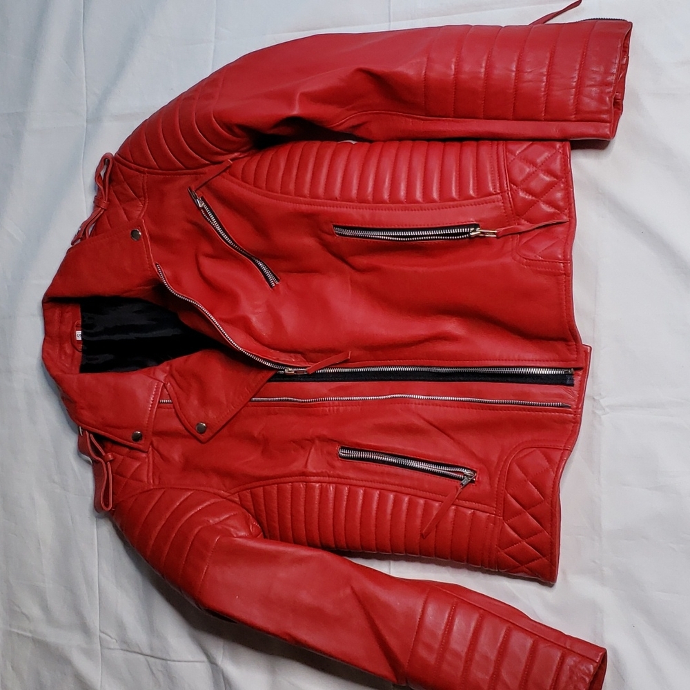 Red biker jacket